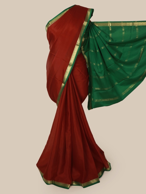 

Pothys Maroon Pure Silk Solid Mysore Silk Saree
