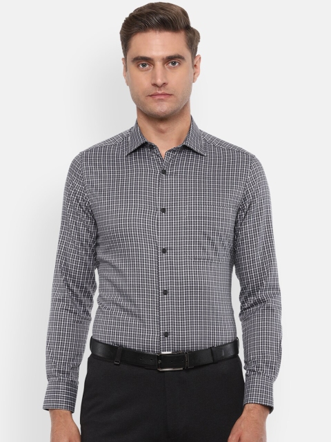 

Louis Philippe Men Grey & White Regular Fit Checked Formal Shirt