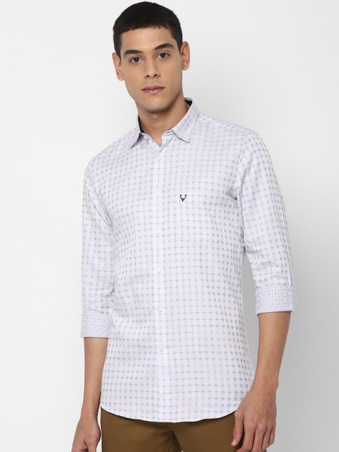

Allen Solly Men White Slim Fit Checked Pure Cotton Casual Shirt