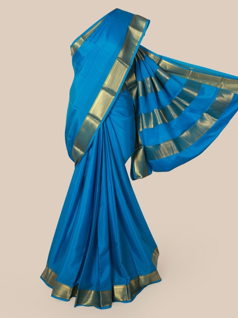 

Pothys Blue Pure Silk Solid Mysore Silk Saree
