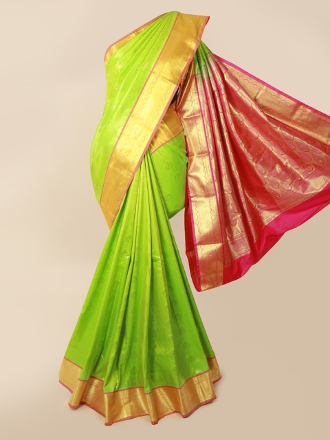 

Pothys Green & Gold Pure Silk Woven Design Kanjeevaram Saree