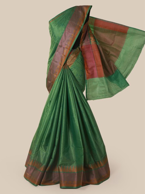 

Pothys Green Pure Silk Solid Tussar Saree
