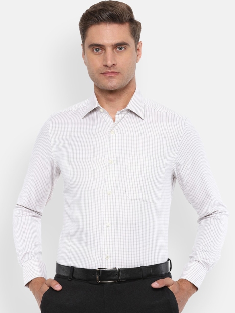 

Louis Philippe Men Off-White & Navy Blue Regular Fit Checked Formal Shirt