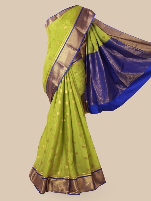 

Pothys Green & Blue Pure Silk Woven Design Mysore Silk Saree