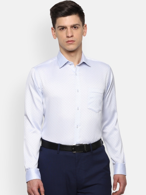 

Van Heusen Men Blue Regular Fit Self Design Pure Cotton Formal Shirt