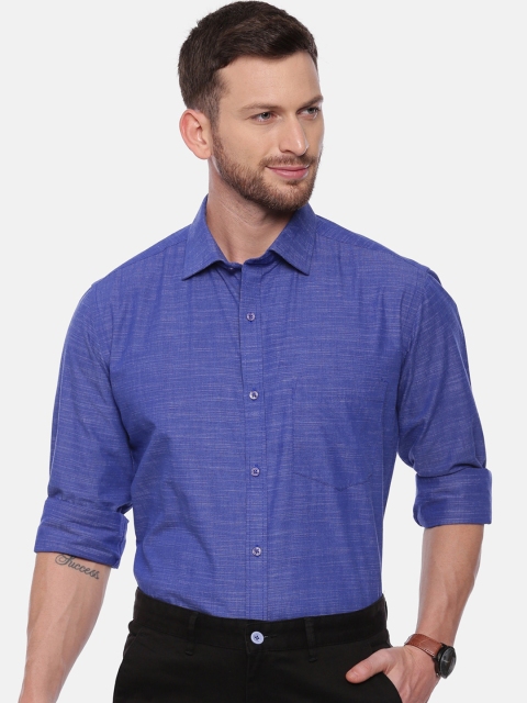 

CROYDON Men Blue Regular Fit Solid Formal Shirt