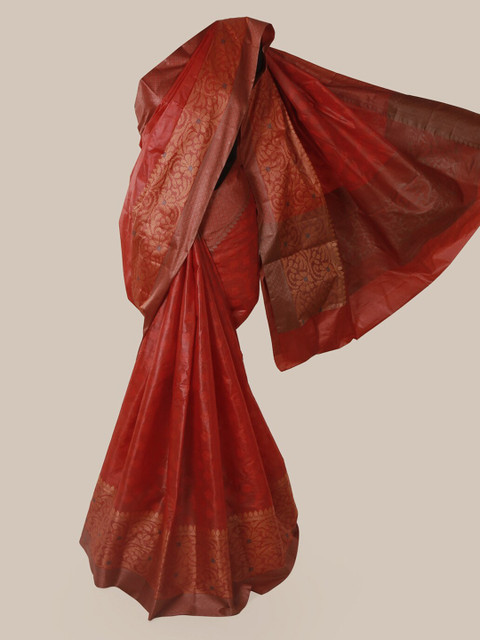 

Pothys Red Pure Silk Woven Design Tussar Saree