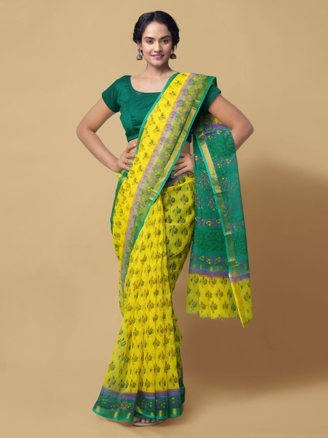 

Unnati Silks Yellow Pure Cotton Printed Kota Saree