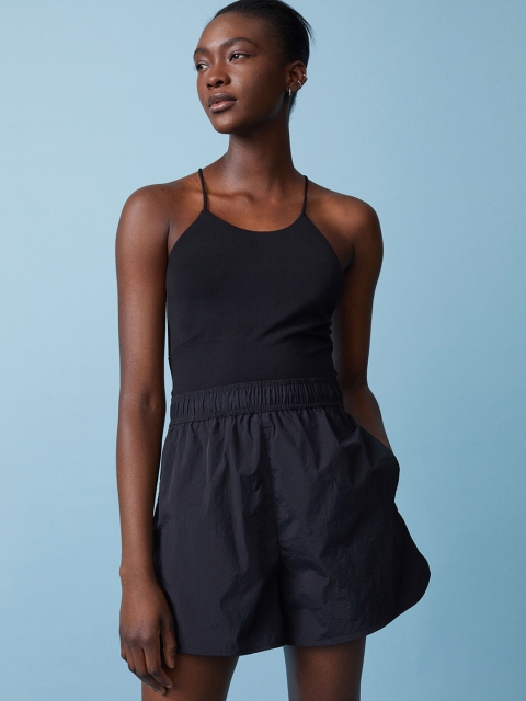 

H&M Women Black Lacing-Detail Top
