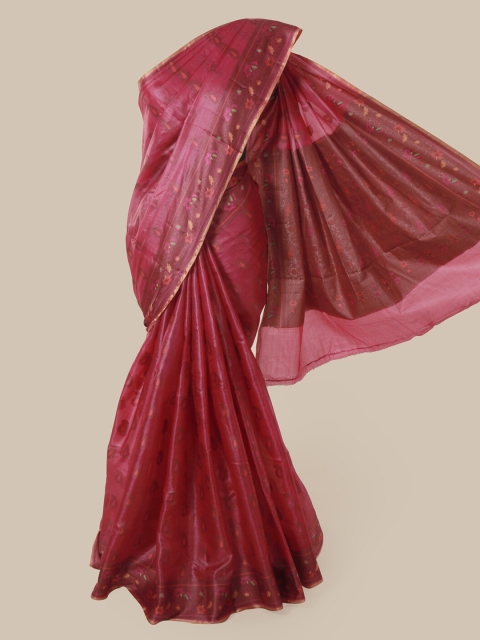 

Pothys Pink Pure Silk Woven Design Tussar Saree