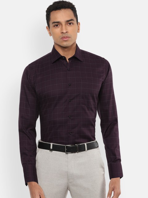 

Van Heusen Men Purple & Black Slim Fit Checked Formal Shirt