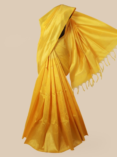 

Pothys Yellow & Gold-Coloured Jute Silk Woven Design Saree