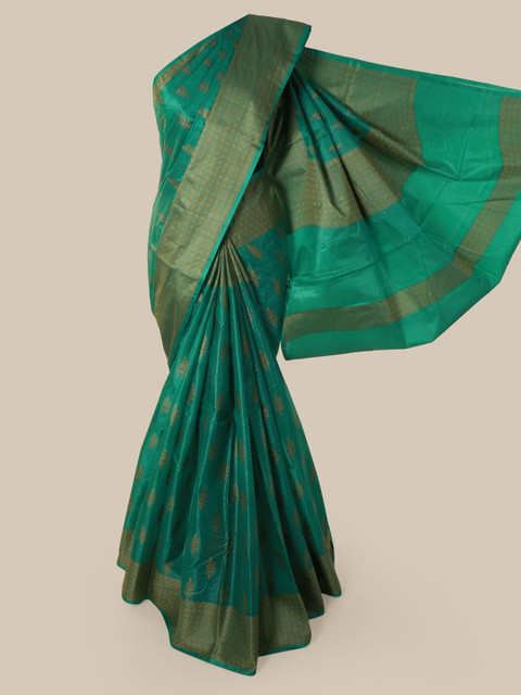 

Pothys Green Pure Silk Printed Tussar Saree