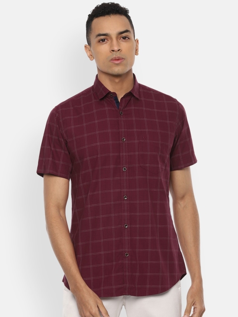 

Van Heusen Sport Men Maroon Pure Cotton Slim Fit Checked Casual Shirt
