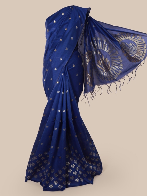 

Pothys Blue & Silver-Coloured Jute Silk Woven Design Saree