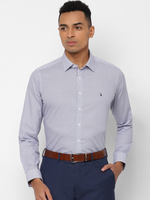 

SIMON CARTER LONDON Men White & Navy Blue Slim Fit Printed Formal Shirt