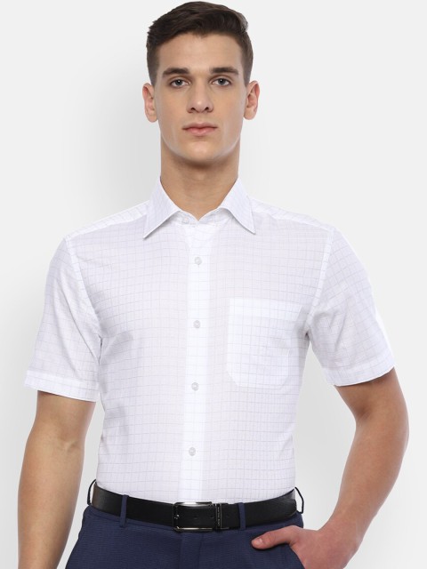 

Louis Philippe Men White Regular Fit Checked Formal Shirt