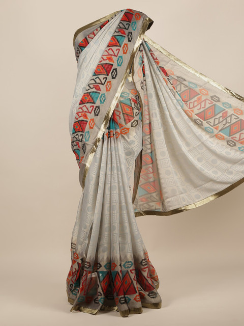 

Pothys Grey Woven Design Poly Chiffon Saree