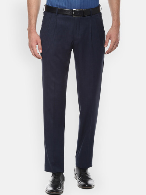 

Louis Philippe Men Navy Blue Regular Fit Solid Formal Trousers