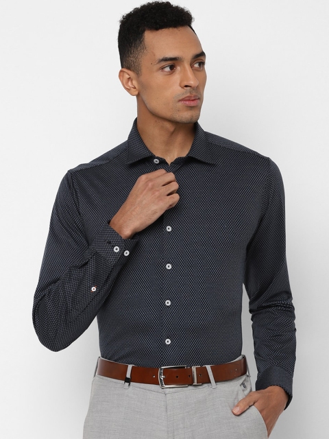

SIMON CARTER LONDON Men Navy Blue & White Slim Fit Self Design Formal Shirt