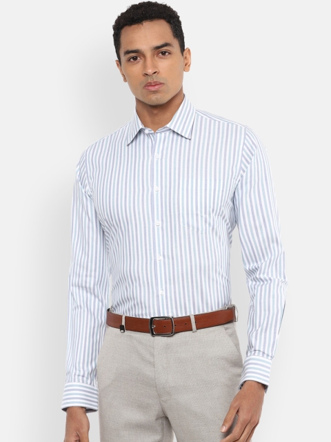 

Van Heusen Men Blue Slim Fit Striped Pure Cotton Formal Shirt