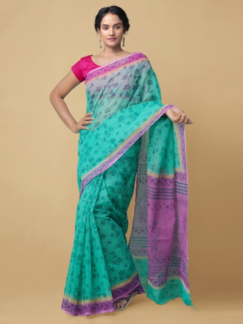 

Unnati Silks Sea Green Pure Cotton Printed Kota Saree
