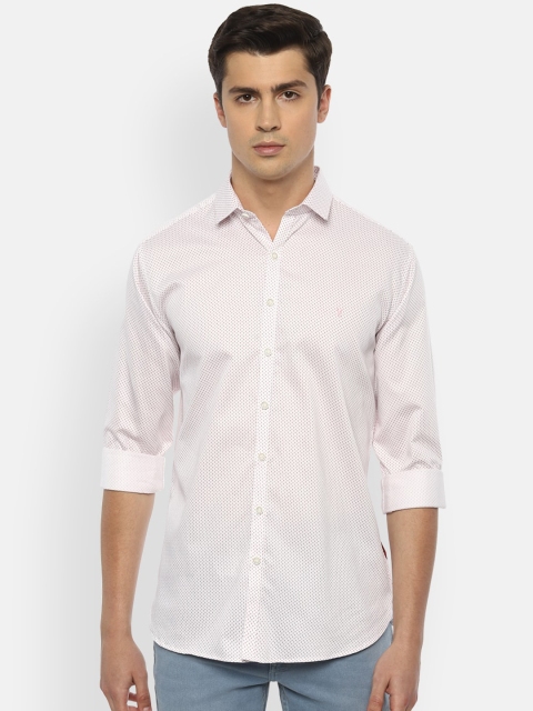 

V Dot Men White Slim Fit Printed Pure Cotton Casual Shirt