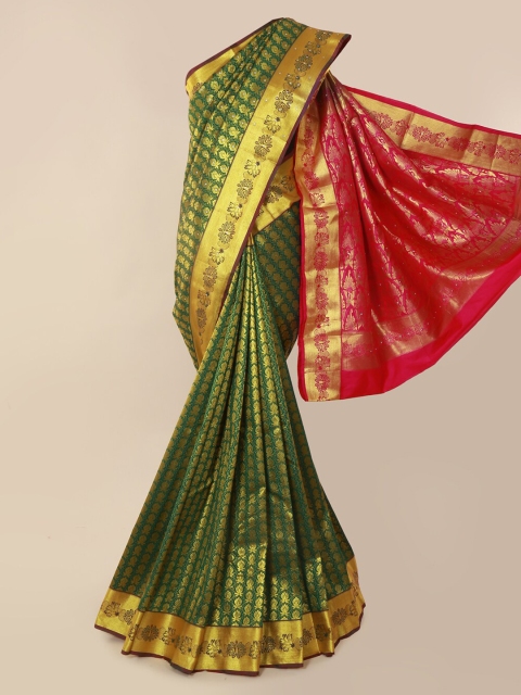 

Pothys Green Pure Silk Woven Design Kanjeevaram Saree