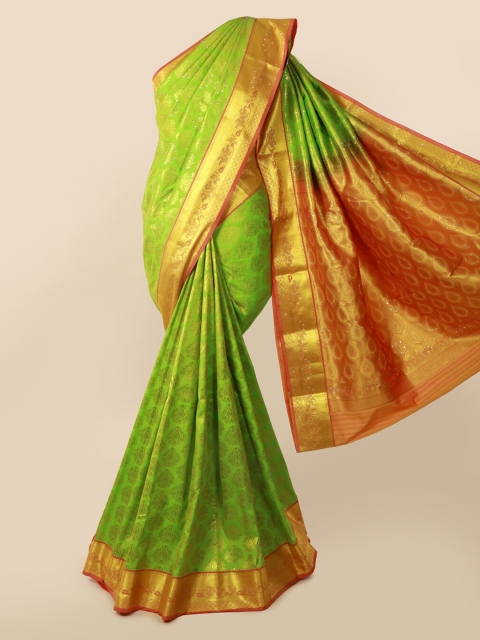 

Pothys Green Pure Silk Woven Design Kanjeevaram Saree