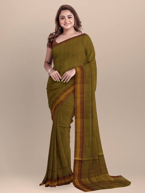 

APCO Olive Green Woven Design Pure Cotton Saree