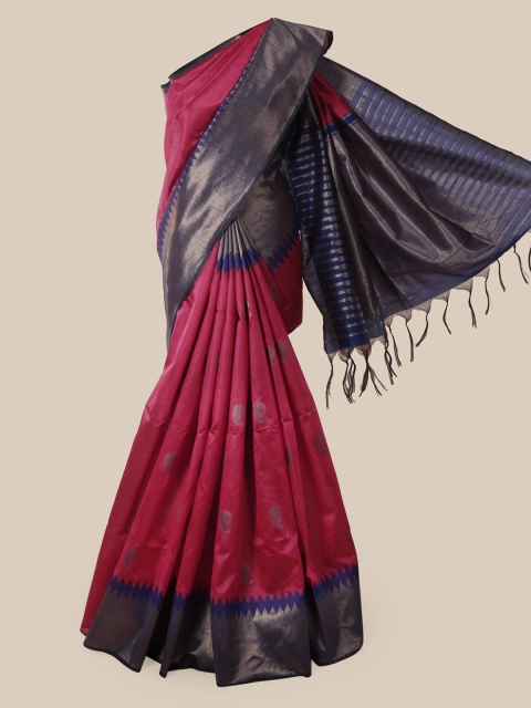 

Pothys Pink Solid Jute Silk Saree