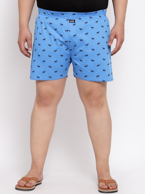 

plusS Men Plus Size Blue & Black Printed Pure Cotton Boxers MBX208E