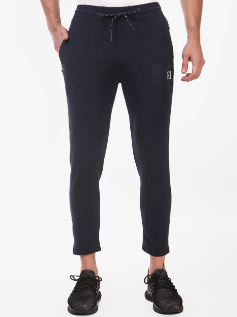

Franco Leone Men Navy Blue Solid Slim-Fit Dry-Fit Crop Track Pants