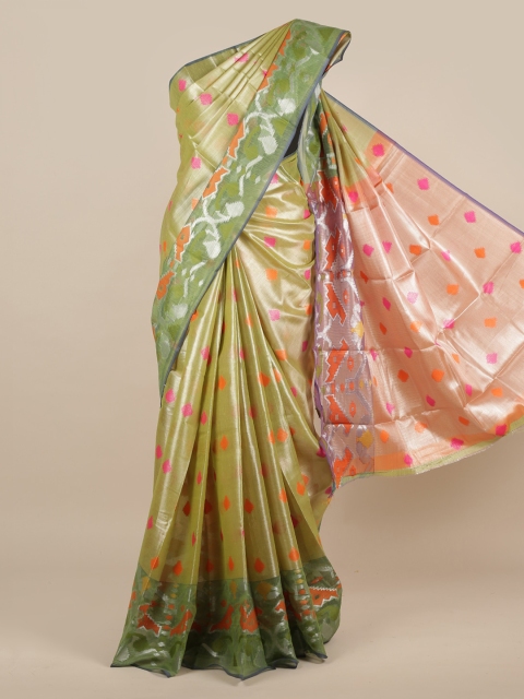

Pothys Green Printed Jute Silk Saree