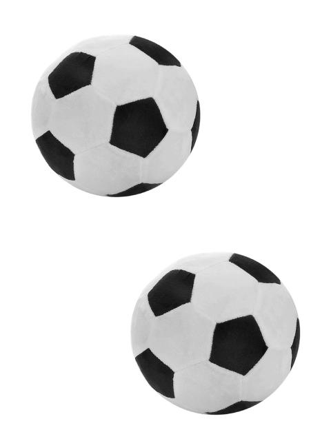 

PETS EMPIRE Set of 2 White & Black Plush Football Shaped Fluffy Stuffed Dog Toys
