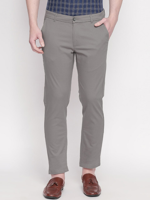 

Basics Men Grey Tapered Fit Solid Regular Trousers