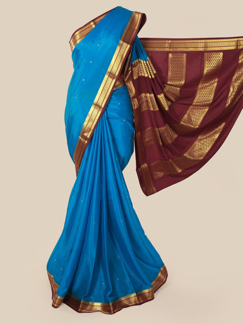 

Pothys Blue & Maroon Pure Silk Woven Design Mysore Silk Saree