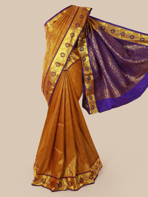 

Pothys Mustard & Gold Pure Silk Woven Design Kanjeevaram Saree