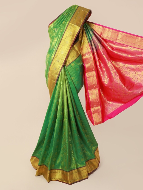 

Pothys Green & Pink Pure Silk Woven Design Kanjeevaram Saree