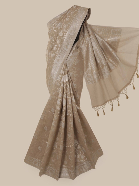 

Pothys Taupe Woven Design Organza Saree