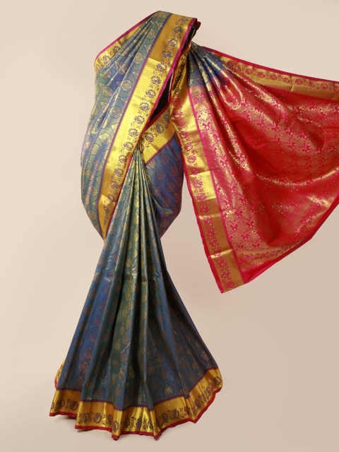 

Pothys Blue Pure Silk Woven Design Kanjeevaram Saree