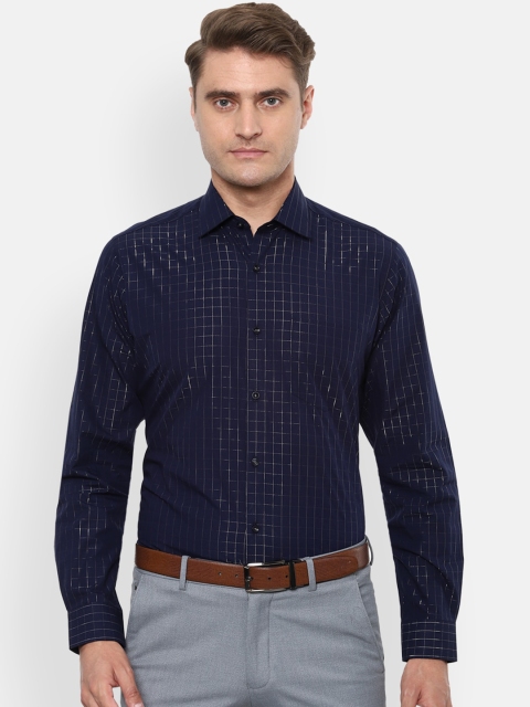 

Van Heusen Men Navy Blue Regular Fit Checked Formal Shirt
