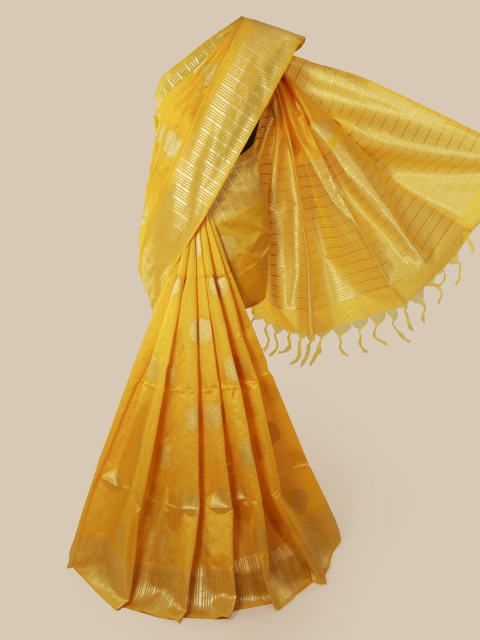 

Pothys Yellow Woven Design Jute Silk Saree