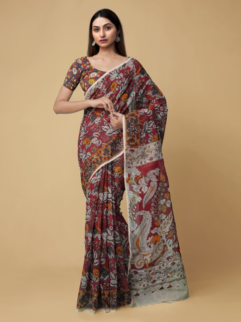 

Unnati Silks Red Pure Cotton Printed Kota Saree