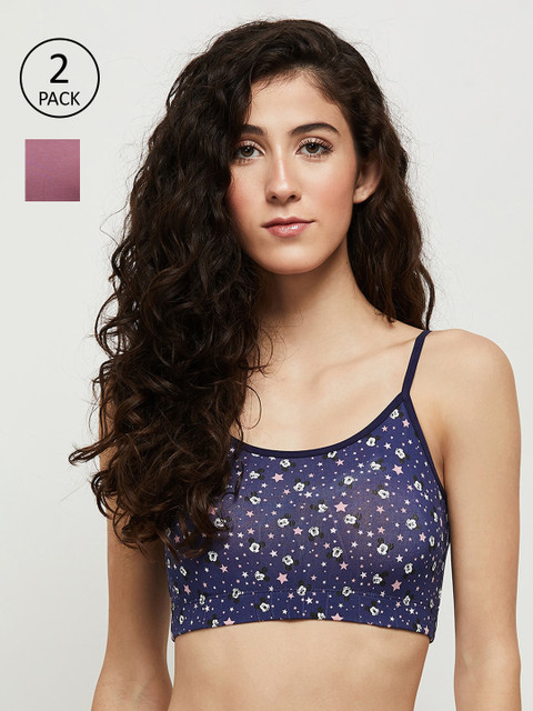 

max Pack of 2 Blue & Mauve Printed Camisoles