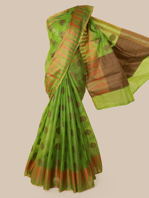 

Pothys Green Pure Silk Woven Design Tussar Saree