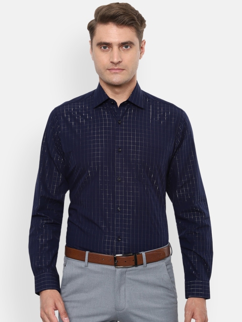 

Van Heusen Men Navy Blue Regular Fit Checked Formal Shirt