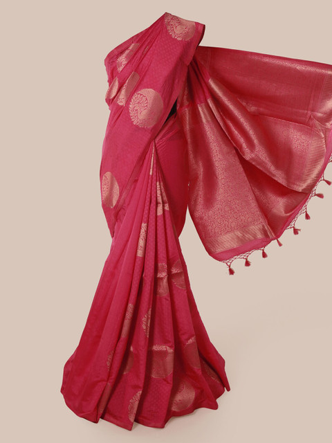

Pothys Pink Woven Design Jute Silk Saree