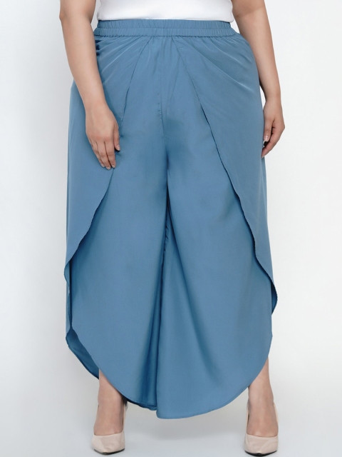 

Fabnest Curve Women Blue Flared Solid Culottes