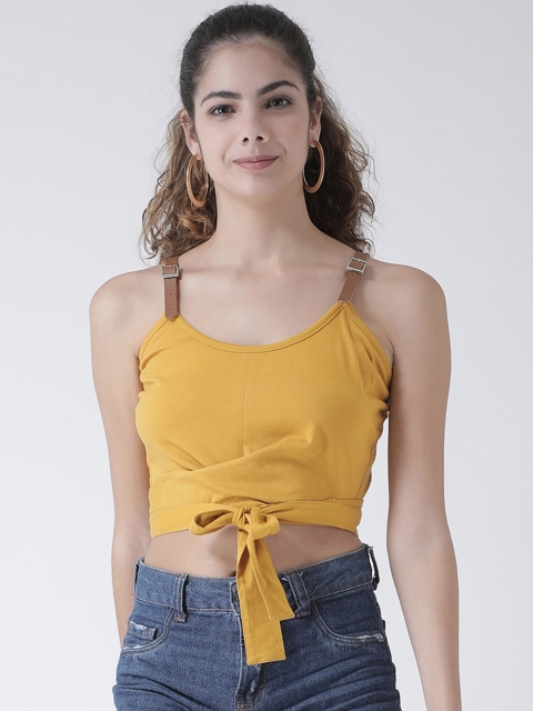 

Texco Mustard Yellow Solid Regular Crop Top